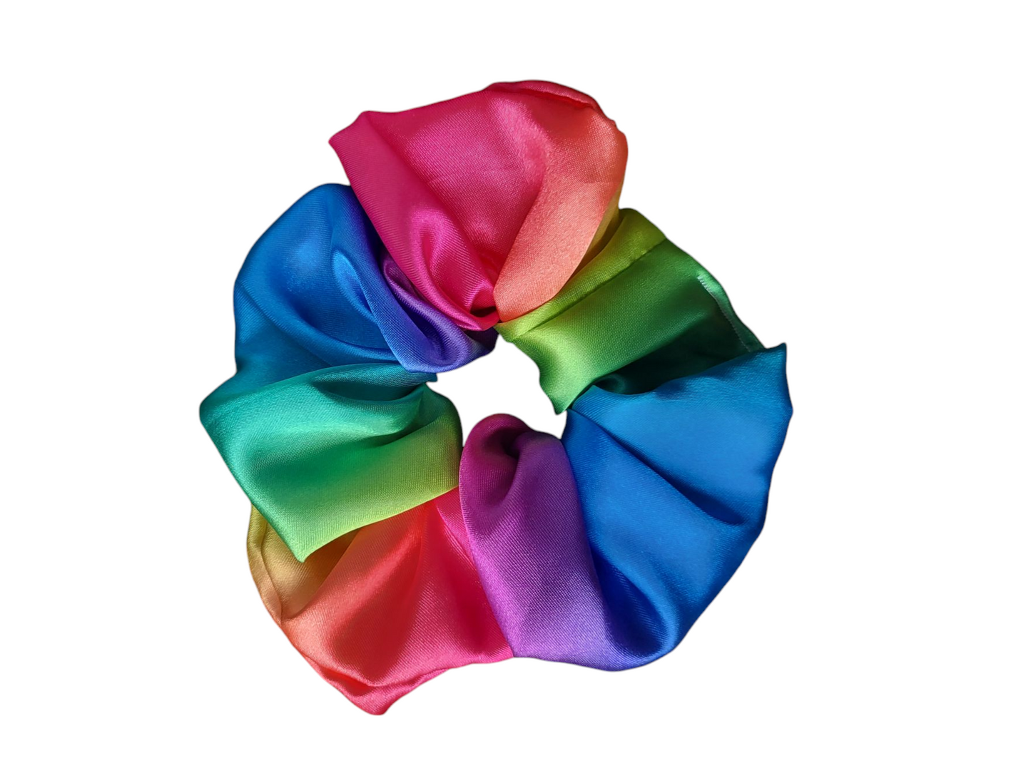 Rainbow Satin Scrunchie