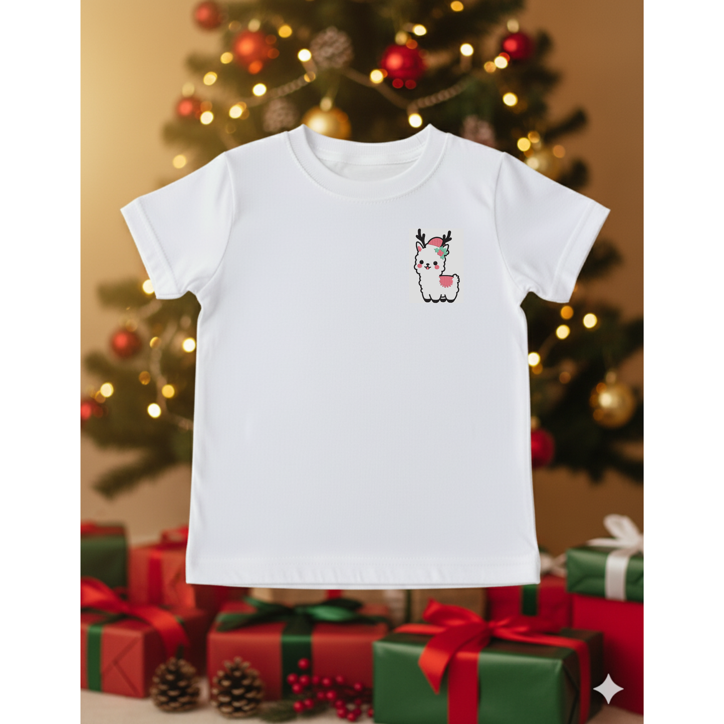 Llama wearing antlers