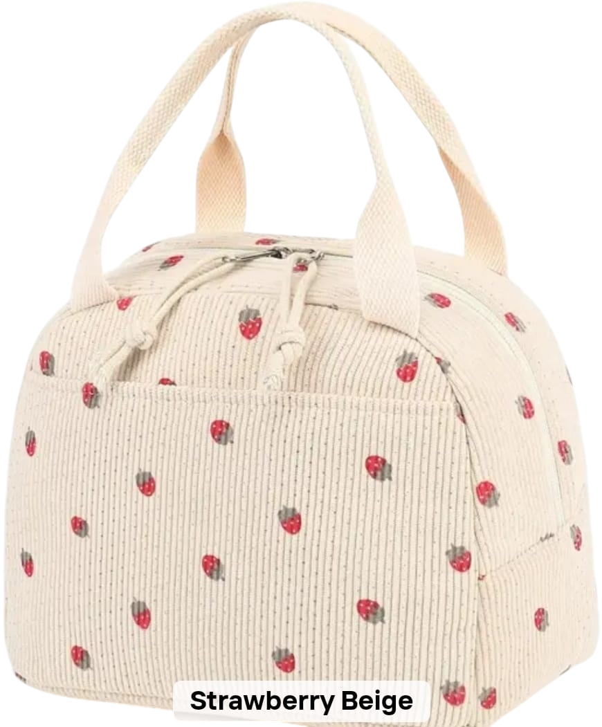 Corduroy insulated lunch bag