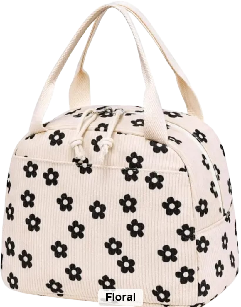 Corduroy insulated lunch bag